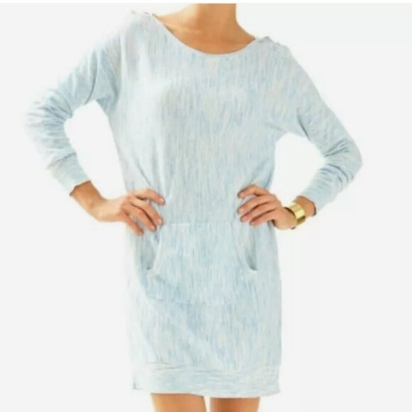 Lilly Pulitzer Jupiter Sweater Dress XL Blue Heather Boatneck EUC - Picture 8 of 12